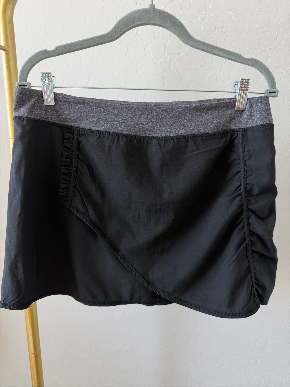 Black Athletic Skort with Gray Waistband